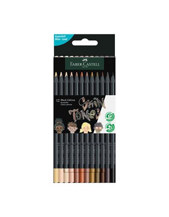 COLOUR PENCILS AWF BLACK EDITION 116414 SKIN COLOURS 12 COLOURS  Buntstifte