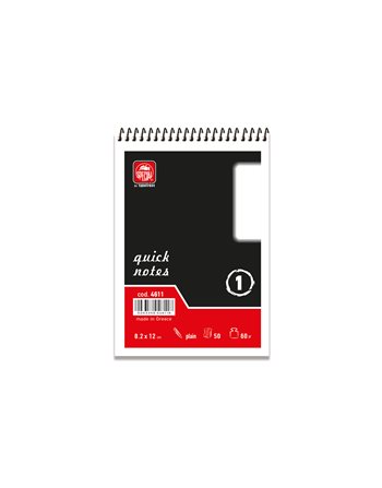 ΜΠΛΟΚ QUICK NOTES ΣΠΙΡΑΛ Νο1 ΛΕΥΚΟ 8,2x12 50φ (4611)  Notebooks