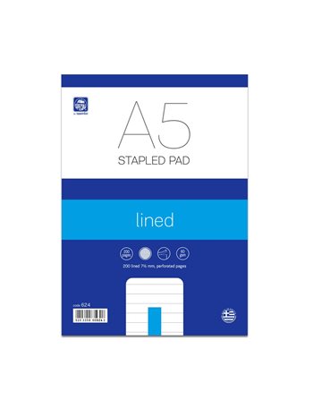 ΜΠΛΟΚ STAPLED PAD ΡΙΓΕ A5 ΠΕΡΦΟΡΕ 100φ (624)  Μπλοκ Γραφής