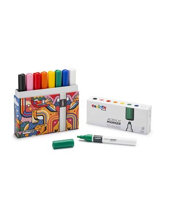 MARKERS CARIOCA PLUS ACRYL/8 SET HARD BOX 45209  Painting Markers