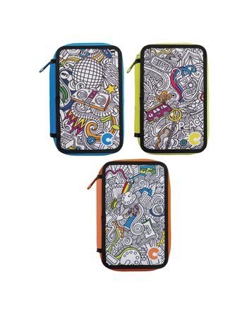 PENCIL CASE CARIOCA 42912 COLOR 3 ZIP LIGHT GREEN  Gefüllte Etuis