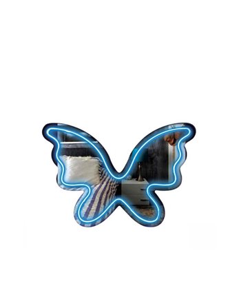 MIRROR NEON LIGHT BUTTERFLY BLUE 35x23,8 MOOD  Dekoartikel