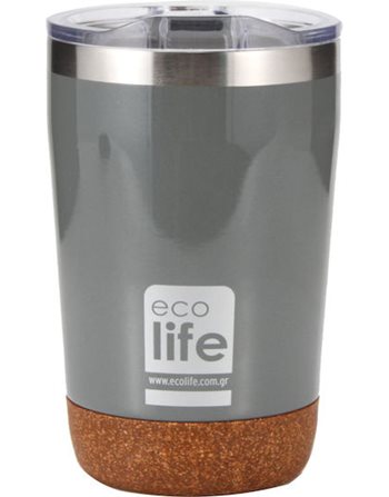 ECOLIFE COFFEE THERMOS 370ml LIGHT GREY (CORK BOTTOM)  Παγούρια Θερμός