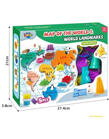 LUNA COLOR DOUGH MAP OF THE WORLD & WORLD LANDMARKS 5pcs  Knete