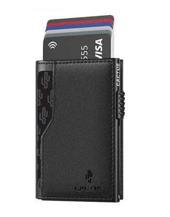 CACTUS LEATHER WALLET 2 CASES BLACK  Wallets