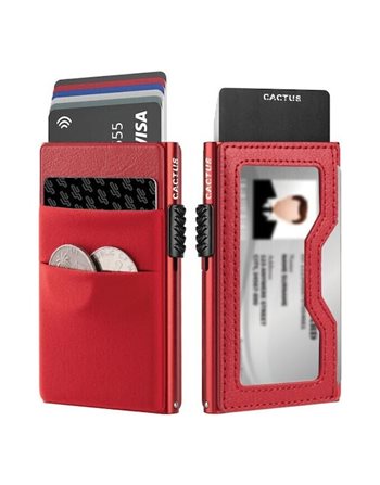 CACTUS CARDHOLDER RFID DOUBLE LINING RED  Credit Card Cases