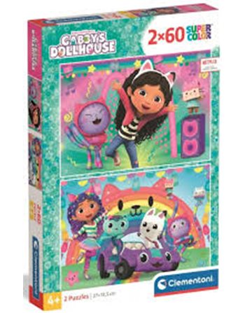 CLEMENTONI KIDS PUZZLE SUPER COLOR DREAMWORKS GABBY'S DOLLHOUSE 2x60 PCS  Kinderpuzzles