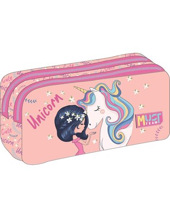 ΚΑΣΕΤΙΝΑ MUST TEAM 21x6x9 2ΦΕΡΜΟΥΑΡ GIRL & UNICORN  Κασετίνες Βαρελάκι