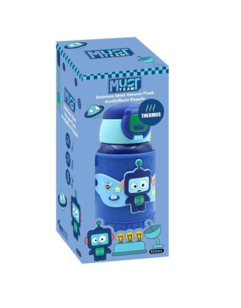 ΠΑΓΟΥΡΙ ΑΝΟΞΕΙΔΩΤΟ ΘΕΡΜΟΣ 500ML ΜΕ ΘΗΚΗ & ΚΑΛΑΜΑΚΙ 21,5x8,5 MUST TEAM ΡΟΜΠΟΤ  Edelstahl-Trinkflaschen