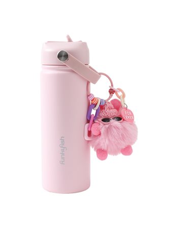FUNKY FISH BOTTLE WITH KEYCHAIN PINK 500ml CHARMS  Trinkflaschen