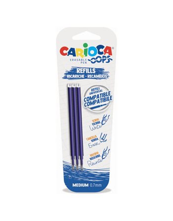 CARIOCA OOPS ERASABLE PEN REFILLS 43041/02 BLUE 3pcs  Pens