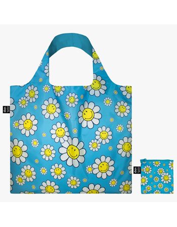 LOQI SMILEY FLOWERS AQUARIUS RECYCLED BAG  Einkaufstaschen