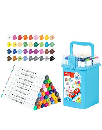 DELI ΜΑΡΚΑΔΟΡΟΣ ΣΧΕΔΙΟΥ ΔΙΠΛΗ ΜΥΤΗ WASHABLE 36 ΧΡΩΜΑΤΑ 1.0-5mm COLORUN EC187-36  Μαρκαδόροι Ζωγραφικής