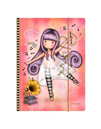 GORJUSS MELODIES FOLDER WITH ELASTIC CLOSURE - LITTLE DANCER  Gummibänderumschläge