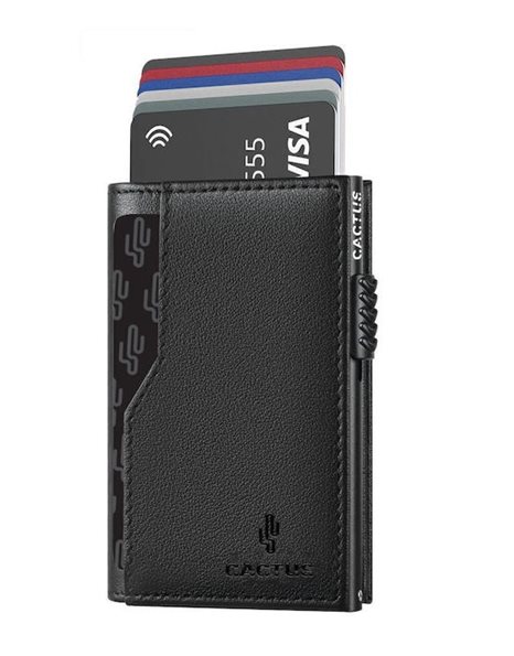 CACTUS LEATHER WALLET 2 CASES BLACK