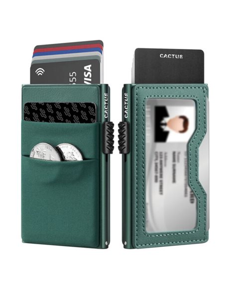CACTUS CARDHOLDER RFID DOUBLE LINING GREEN