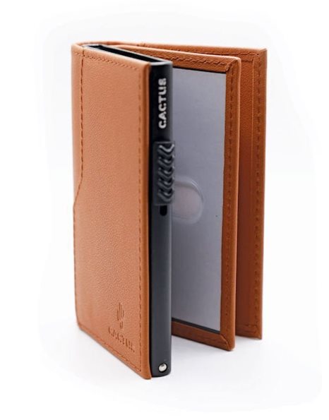 CACTUS LEATHER WALLET 2 CASES BROWN