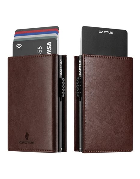 CACTUS WALLET 3 CASES RFID DARK BROWN