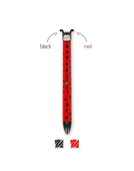 LEGAMI TWO-COLOUR BALLPOINT PEN CLICK&CLACK - LADYBUG