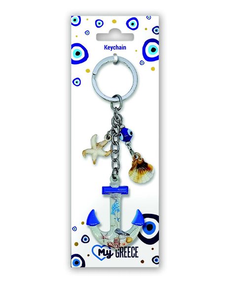 KEYCHAIN POLYESTER - BLUE ANKER EYE SEA SHELL