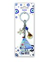 KEYCHAIN POLYESTER - BLUE BOAT EYE SEA SHELL 