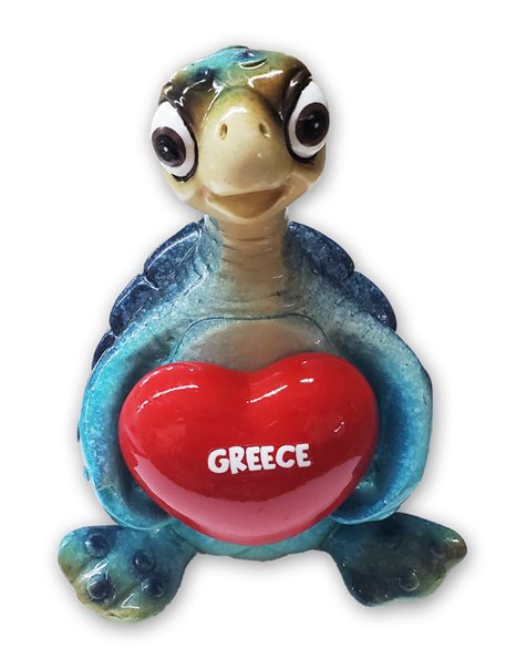 TURTLE GREECE SITTING HEART BLUE