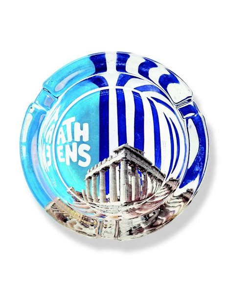 GLASS ROUND ASHTRAY ATHENS - ACROPOLIS