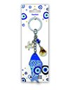 KEYCHAIN POLYESTER - BLUE FISH EYE SEA SHELL