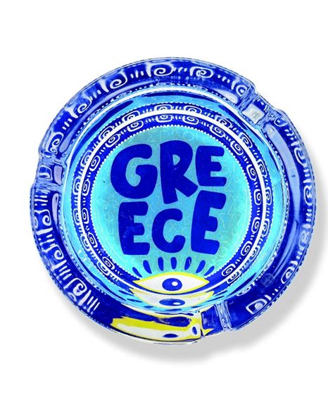 GLASS ROUND ASHTRAY GREECE - EYE