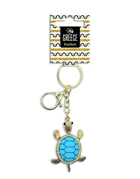 KEYCHAIN GOLD LUXURY - TURQUOISE TURTLE