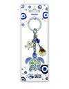 KEYCHAIN POLYESTER - BLUE TURTLE 2 EYE SEA SHELL