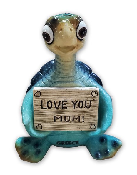 TURTLE GREECE SITTING MESSAGE BLUE