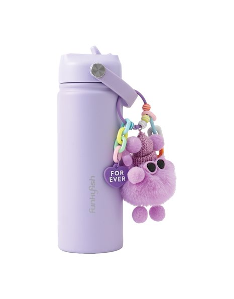 FUNKY FISH BOTTLE WITH KEYCHAIN PURPLE 500ml CHARMS