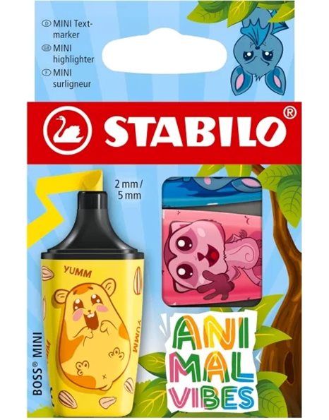 ΜΑΡΚΑΔΟΡΟΙ STABILO BOSS mini ANIMAL VIBES SET 3τεμ.