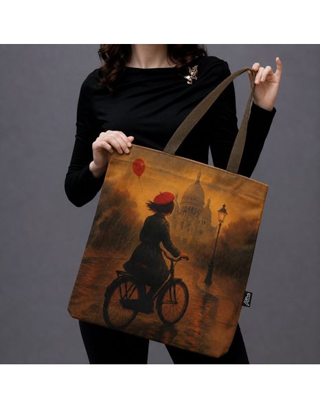 ΤΣΑΝΤΑ MEDIUM ΒΕΛΟΥΤΕ LADY WITH BICYCLE