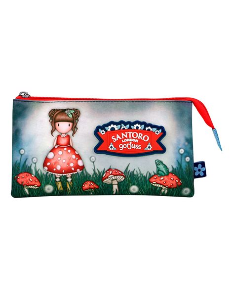 GORJUSS TRIPLE POCKET PENCIL CASE LITTLE MUSHROOM