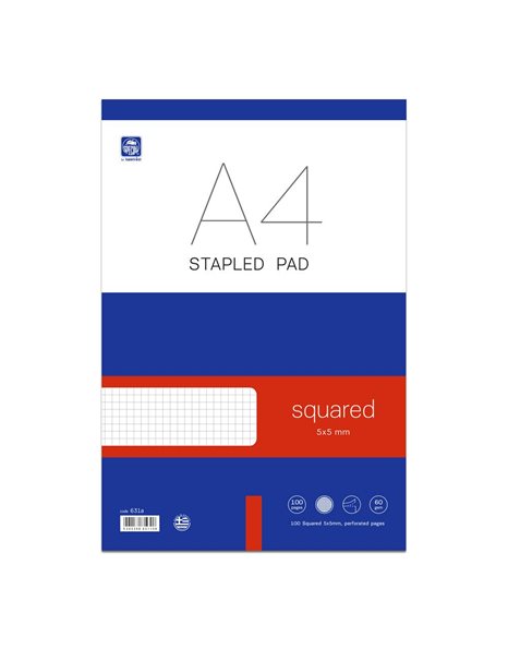 ΜΠΛΟΚ STAPLED PAD ΚΑΡΕ 5x5mm Α4 ΠΕΡΦΟΡΕ 50φ (631Α)