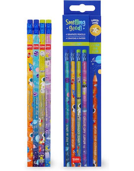 LEGAMI SET OF 4 SCENTED HB GRAPHITE PENCILS SMELLING GOOD! - SPACE