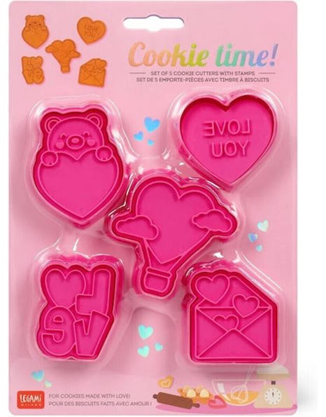 LEGAMI 5 COOKIE CUTTERS WITH STAMPS COOKIE TIME! - LOVE