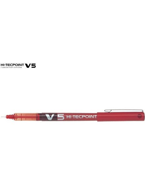 PILOT V5 HI-TECHPOINT LIQUID INK ROLLERBALL PEN 0.5 RED