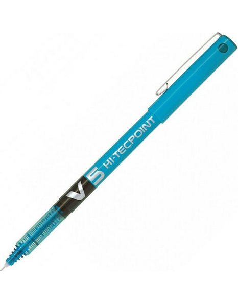 PILOT V5 HI-TECHPOINT LIQUID INK ROLLERBALL PEN 0.5 LIGHT BLUE