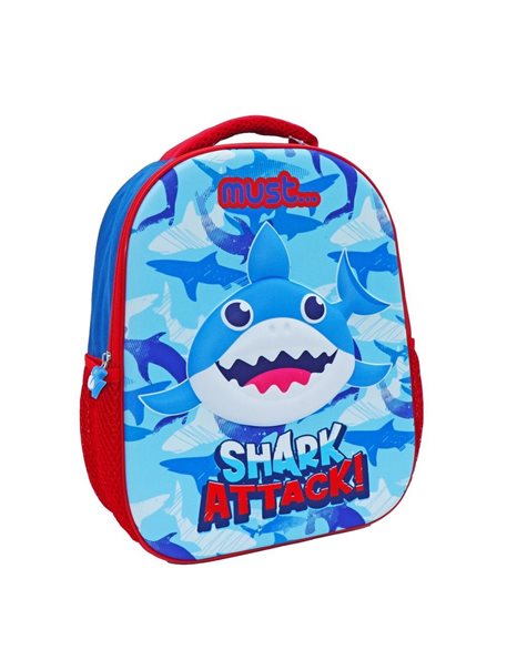 MUST KINDERGARTEN BACKPACK 26x10x32 1 CASE 3D EVA SHARK ATTACK!
