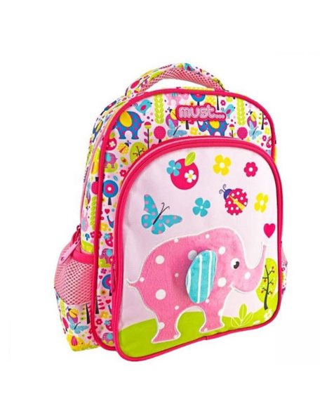 MUST KINDERGARTEN BACKPACK 27x10x31 2 CASES CUTE ELEPHANT
