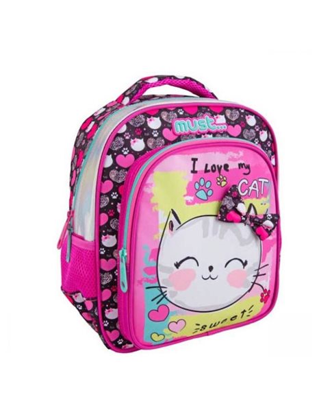 MUST KINDERGARTEN BACKPACK 27x10x31 2 CASES CUTE CAT