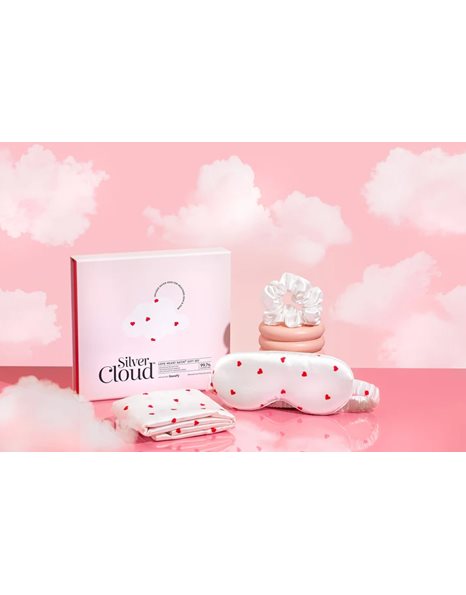 SILVER CLOUD SATIN+ PILLOWCASE WITH SILVER IONS - HEARTS GIFT SET