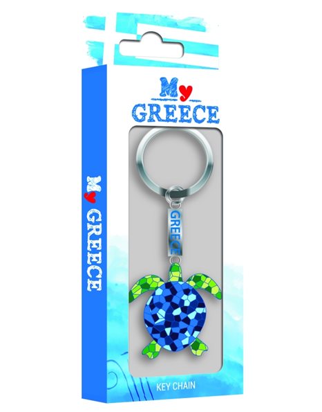 KEYCHAIN METAL GREECE - TURTLE MOSAIC