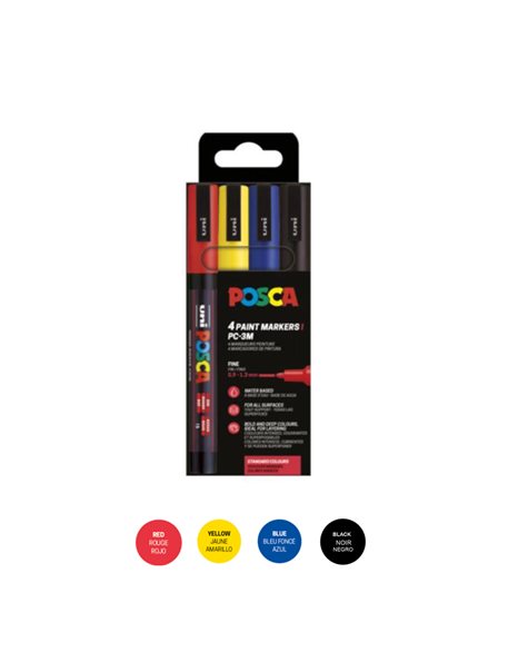 ΜΑΡΚΑΔΟΡΟΙ UNI POSCA PC-3M MEDIUM ΣΕΤ 4 BASIC