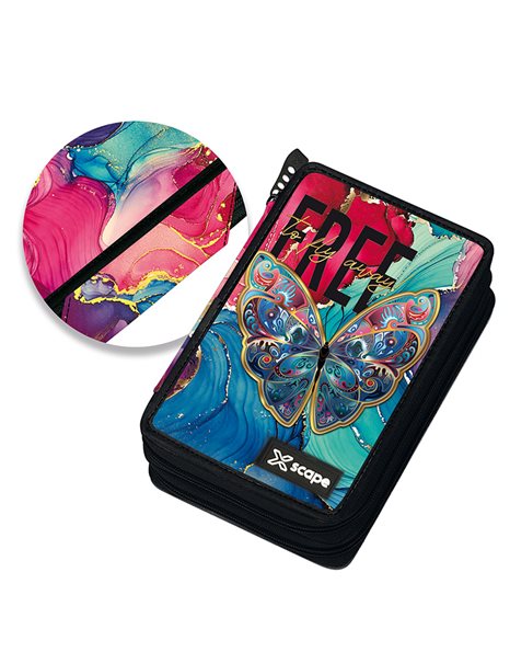 FILLED PENCIL CASE BUTTERFLY XSCAPE