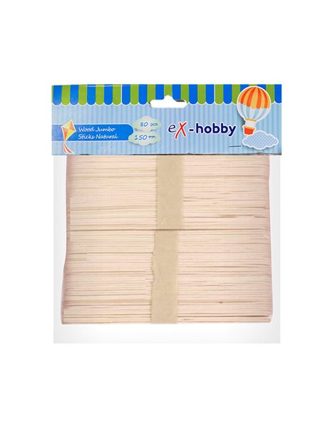eX-HOBBY WOOD JUMBO STICKS NATURAL 15cm 80pcs