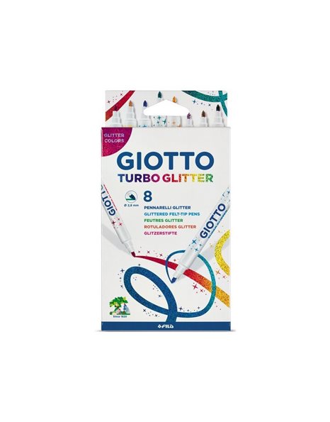 GIOTTO GLITTER TURBO FELT-TIP PENS 8pcs